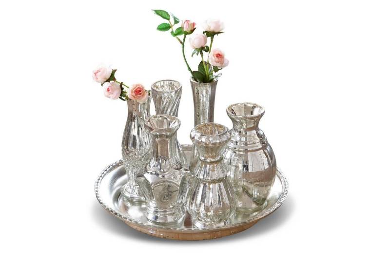 Mirabeau Tablett Tablett mit Vasen Blairville antiksilber, Glas Mirabeau Tablett Tablett mit Vasen Blairville antiksilber, Glas von Mirabeau