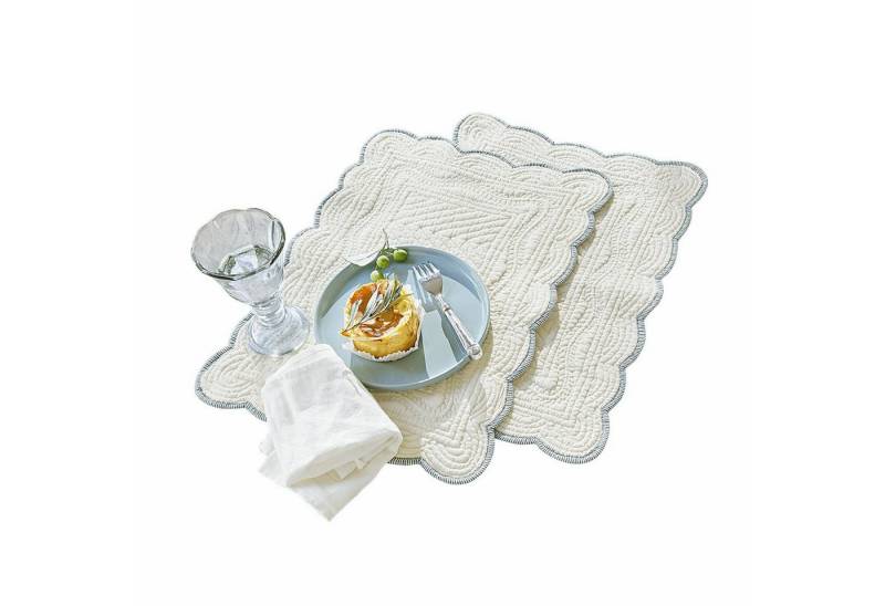 Mirabeau Tischläufer Platzset 2er Set Fontienne weiß/blau von Mirabeau