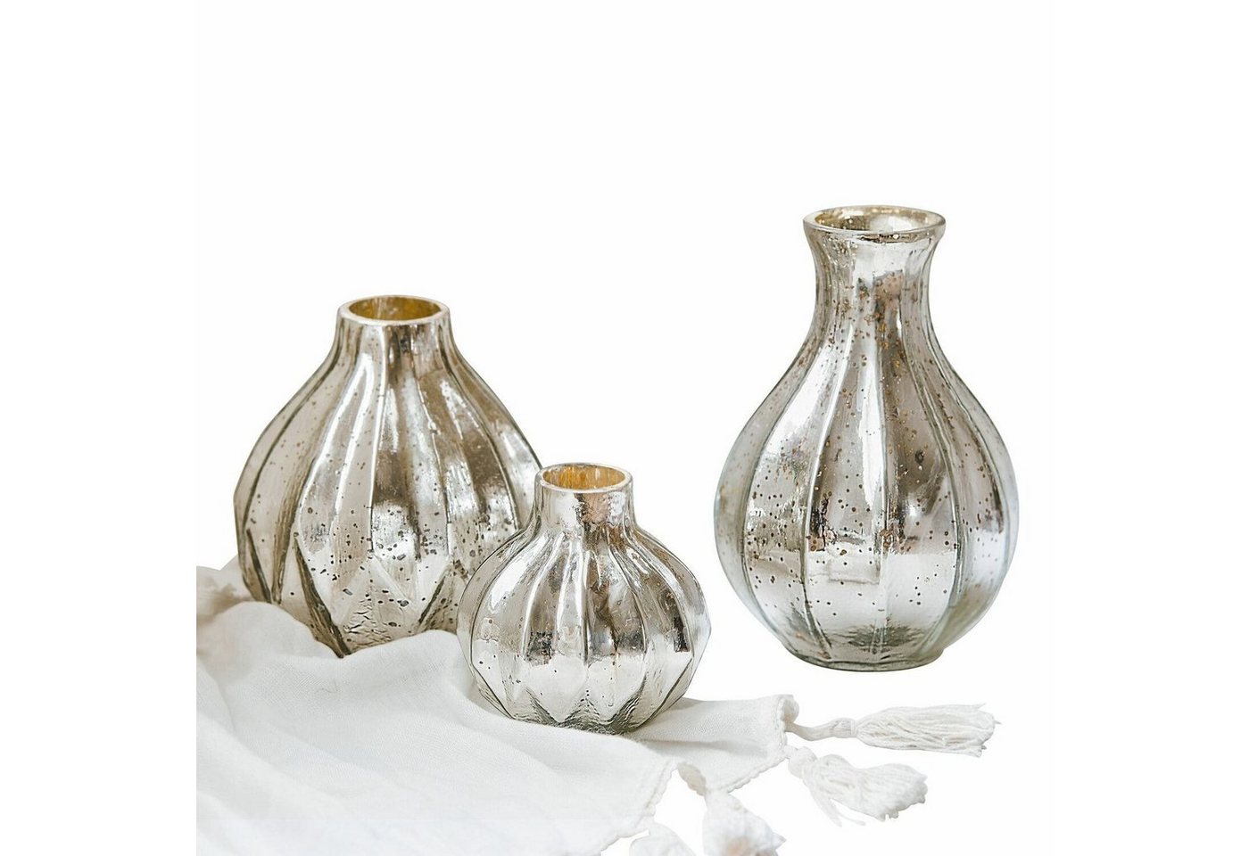 Mirabeau Tischvase Vase 3er Set Frido antiksilber von Mirabeau