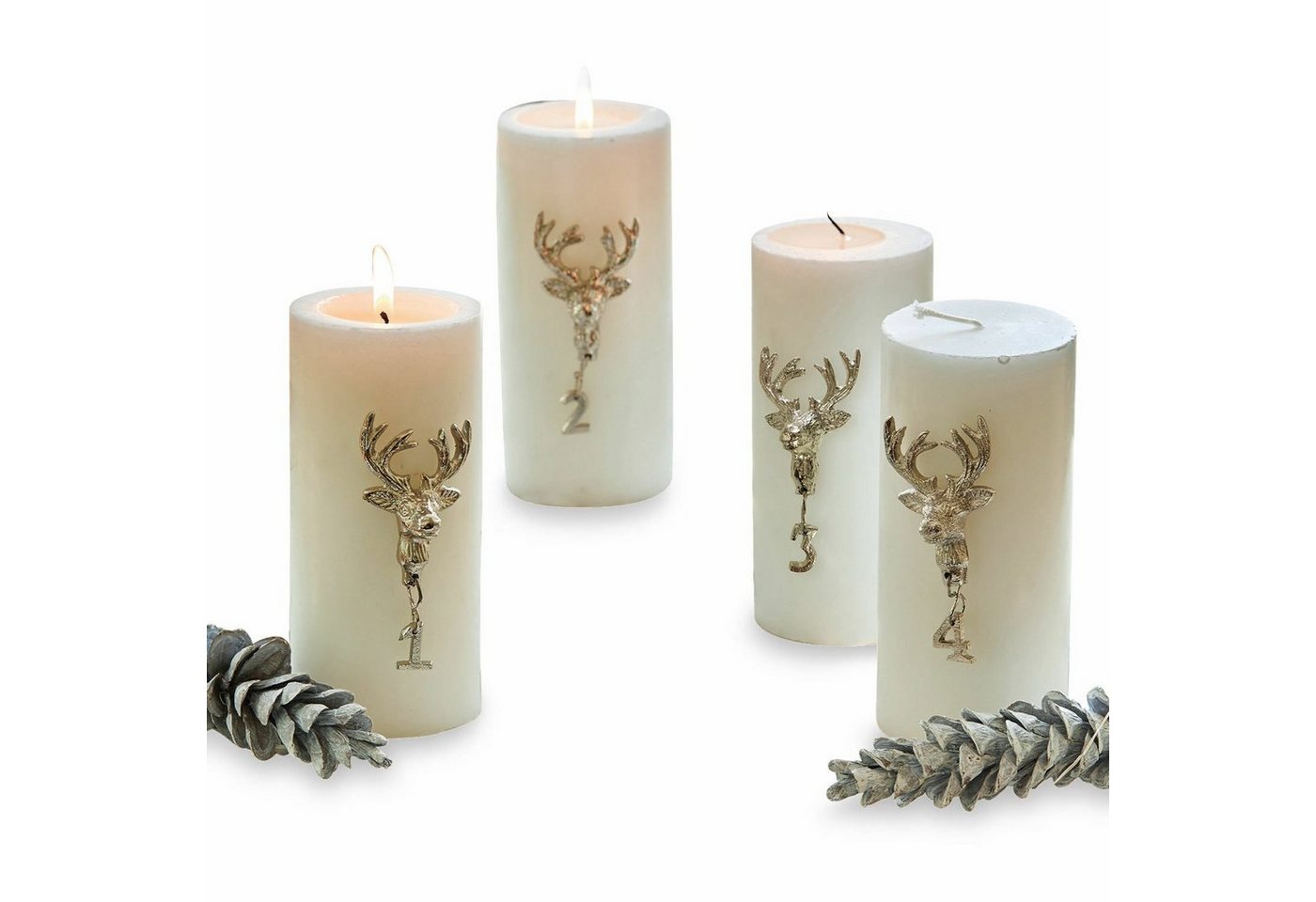 Mirabeau Stumpenkerze Deko-Pin 4er Set Charre silber von Mirabeau