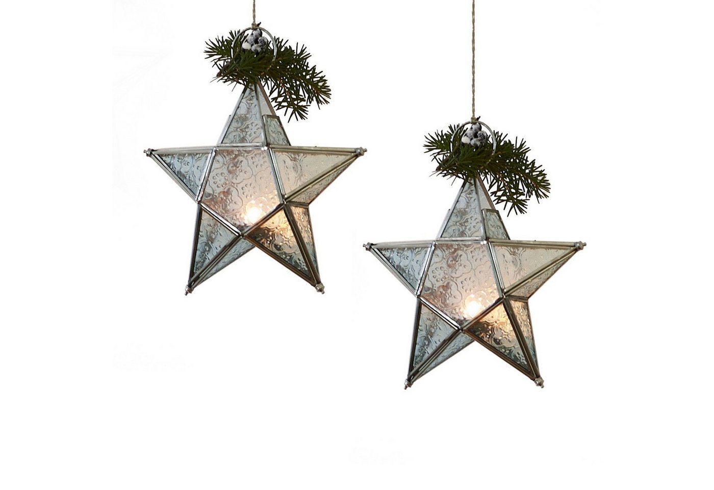 Mirabeau Weihnachtsfigur Windlicht 2er Set Kian klar/silber (2er Set, 2er Set) von Mirabeau
