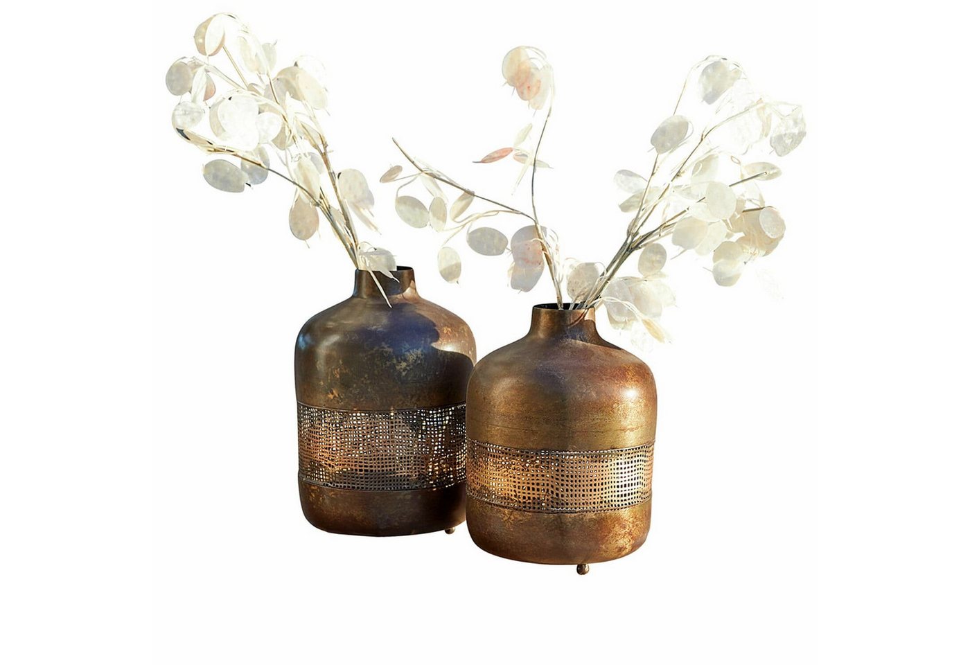 Mirabeau Windlicht Windlicht 2er Set Cinziana antikbraun von Mirabeau