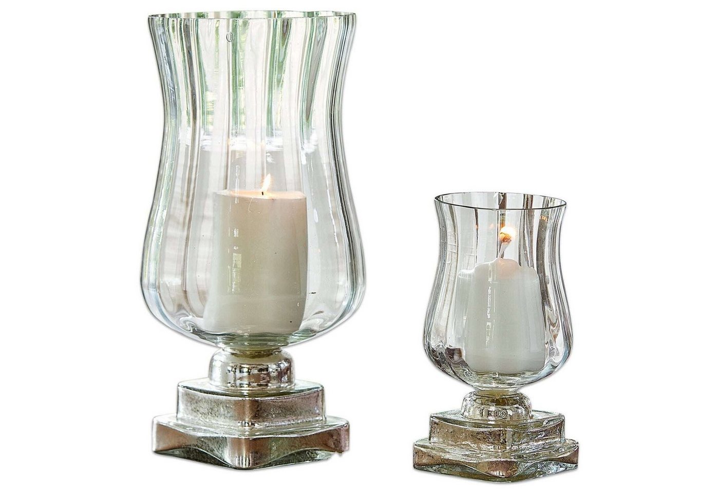 Mirabeau Windlicht Windlicht 2er Set Lumio klar/silber von Mirabeau