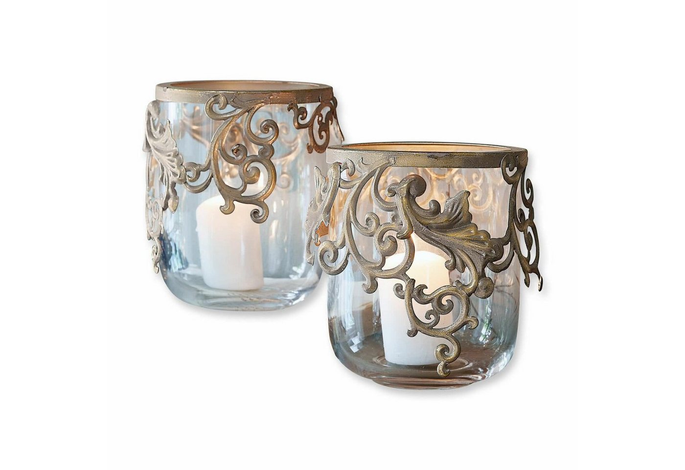 Mirabeau Windlicht Windlicht 2er Set Sundini antikgold/klar von Mirabeau