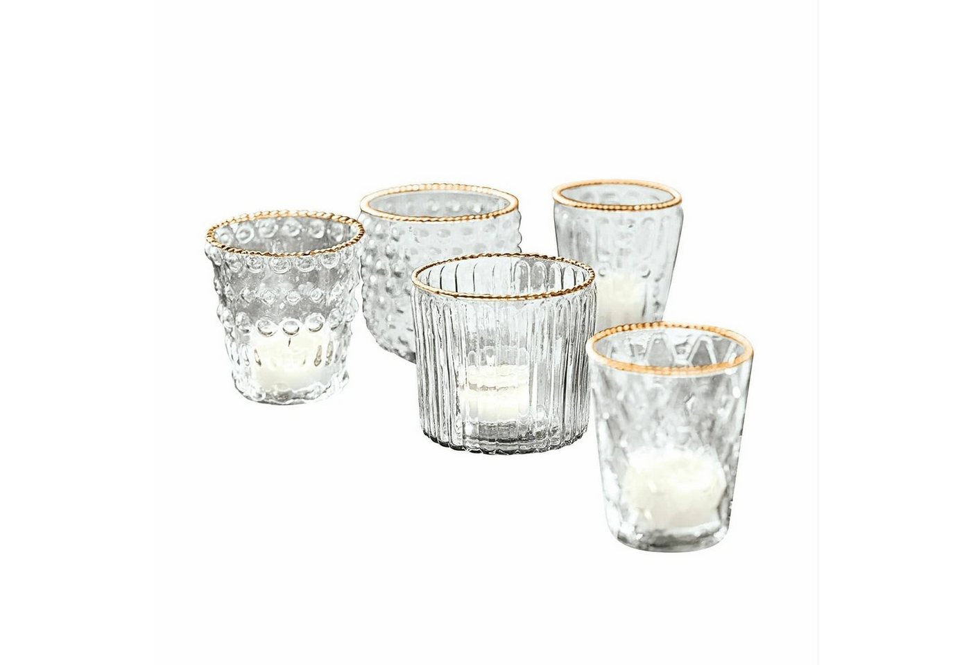 Mirabeau Windlicht Windlicht 5er Set Jarnac klar/gold von Mirabeau