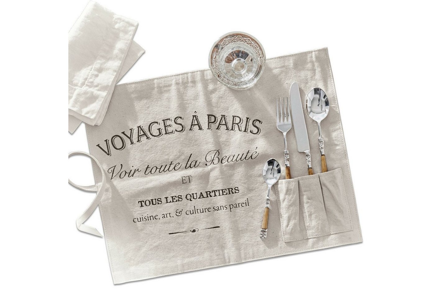 Platzset, Platzset 2er Set Voyage creme, Mirabeau von Mirabeau