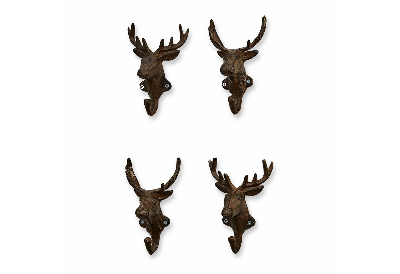 Mirabeau Dekohaken Haken 4er Set Deer antikbraun, Wandhaken von Mirabeau