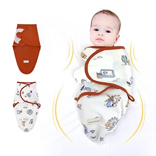 2Pack Baby Pucksack Pucktücher Kuscheldecke Sommer Unisex Junge Mädchen 0-3 3-6 Monate (Orange, Small) von Miracle Baby