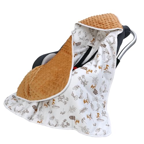 Baby Einschlagdecke für Babyschale 90x90cm Doppelseitig Gesteppte 100% Baumwolle Baby Decke für Kinderwagen Buggy Autositz (Kaninchen) von Miracle Baby