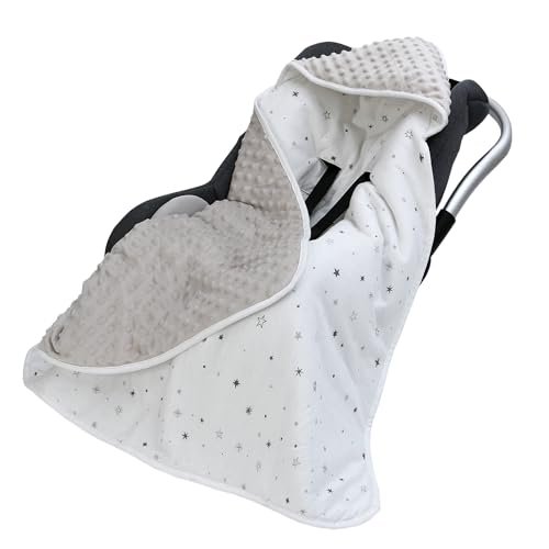 Baby Einschlagdecke für Babyschale 90x90cm Doppelseitig Gesteppte 100% Baumwolle Baby Decke für Kinderwagen Buggy Autositz (Stern) von Miracle Baby