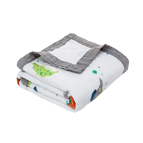 Musselin Babydecke Sommer für Babys 6-Lagig Kinder Baumwolle Decke Sommer Weich Atmungsaktiv Wickeldecke Einschlagdecke Mädchen Junge 110x110cm (Dinosaurier) von Miracle Baby