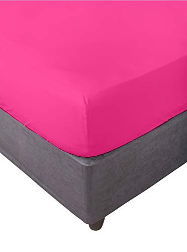 Miracle Home Spannbetttuch, elastisch, weich, bequem, Anti-Pilling. Baumwolle, 50% Polyester, Fuchsia, Bett 180 cm von Miracle Home