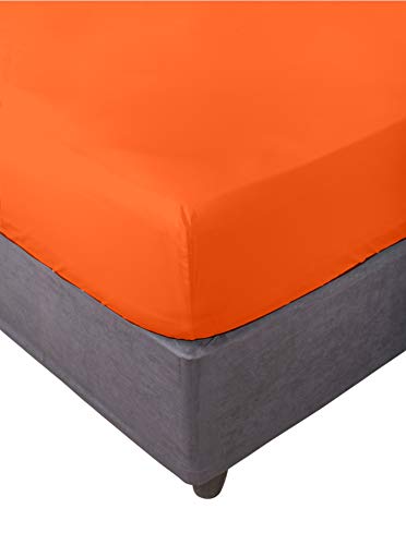 Miracle Home Spannbettlaken, elastisch, weich, bequem, Anti-Pilling. Baumwolle 50% Polyester, orange, Bett 180 cm von Miracle Home