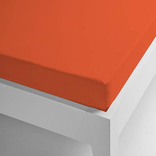 Miracle Home Thermo-Spannbetttuch, Mikrofaser, verstellbar und elastisch. Koralle Unifarben, Polyester, orange, 135 x 200 cm von Miracle Home