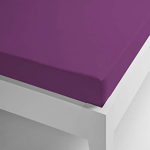 Miracle Home Thermo-Spannbetttuch, Mikrofaser, verstellbar und elastisch. Koralle Unifarben, Polyester, aubergine, 150 x 200 cm von Miracle Home