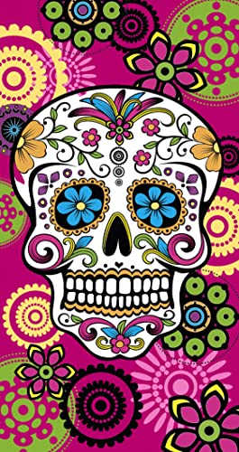 Miracle Home. Microfiber Beach Towel Schädel Mexican, 100% Poliéster, 95 X 175 cm. Fuchsie. 11749 von Miracle Home