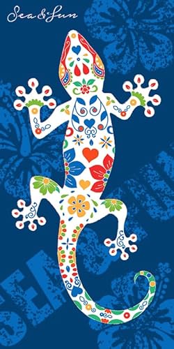 Miracle Home. Microfiber Beach Towel Eidechse Menorca Blau, 100% Poliéster, 75 X 145 cm. 15551 von Miracle Home