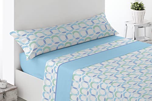 Miracle Home. Acari 4-teiliges Duvet Cover Set, Fitted Sheet, Flat Sheet and Zwei Kissenbezüge, 50% Baumwolle, 50% Polyester, 180 x 200 cm, Blau von Miracle Home