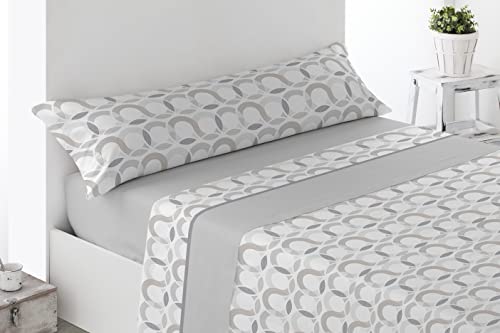 Miracle Home. Acari Bettwäsche-Set, 3-teilig, Spannbettlaken, Bettlaken und Kissenbezug, 50 % Baumwolle, 50 % Polyester, 135 x 200 cm, Grau von Miracle Home