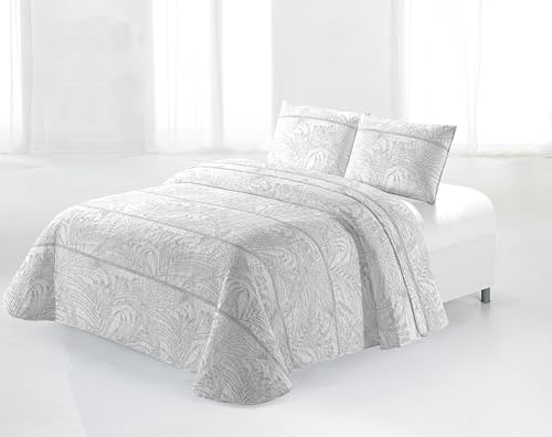 Miracle Home. Bouti Tagesdecke Bosa Grau Ultras, 100% gebürstete Mikrofaser, leicht und atmungsaktiv, 235 x 265 cm, Bett 135 cm von Miracle Home