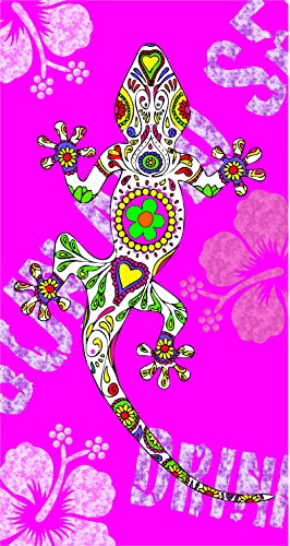 Miracle Home. Microfiber Beach Towel Eidechse, 100% Poliester, Rosa, 75 X 145 cm. 15090 von Miracle Home
