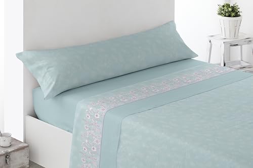 Miracle Home. Roda Bettwäsche-Set, 3-teilig, Spannbettlaken, Bettbezug und Kissenbezug, Anti-Pilling, 50% Baumwolle - 50% gebürstete Mikrofaser, Blau, 150 x 200 cm, für Betten mit 150 cm Breite Miracle Home. Roda Bettwäsche-Set, 3-teilig, Spannbettlaken, Bettbezug und Kissenbezug, Anti-Pilling, 50% Baumwolle - 50% gebürstete Mikrofaser, Blau, 150 x 200 cm, für Betten mit 150 cm Breite von Miracle Home