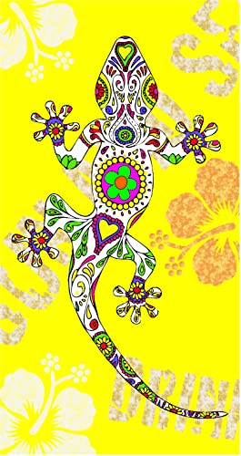 Miracle Home. Microfiber Beach Towel Eidechse, 100% Poliester, Gelb, 75 X 145 cm. 15090 von Miracle Home