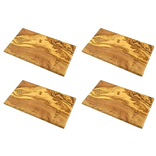 D.O.M. 003 Frühstücksbrettchen mit gefasten Kanten, Olivenholz, 25 x 15 cm, Natur (4er Pack) von D.O.M.