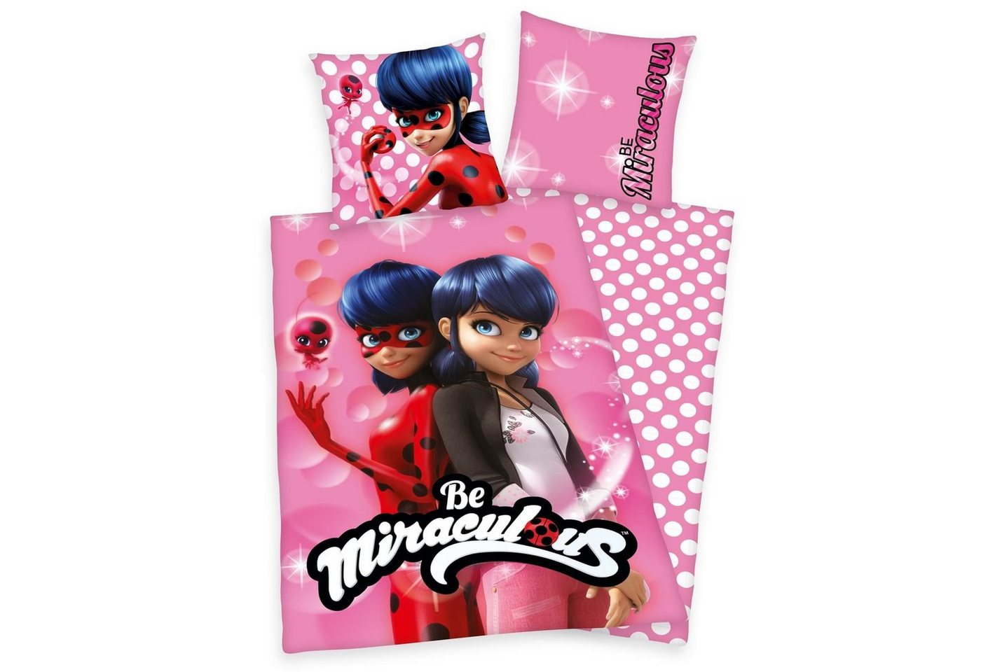 Kinderbettwäsche Herding Miraculous Ladybug - Marinette Bettwäsche-Set, 135x200 & 80x80, Miraculous - Ladybug, Baumwolle, 100% Baumwolle von Miraculous - Ladybug