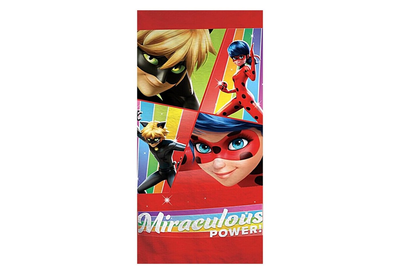 Miraculous - Ladybug Badetuch Ladybug & Cat Noir, Mikrofaser, Strandtuch 70 x 140 cm schnelltrocknend von Miraculous - Ladybug