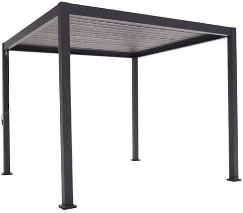 Mirador Basic Alu-Stahl-Pavillon, Lamellendach, Pergola, freistehend I Optimaler Schutz vor Sonne & Regen Dank verstellbaren Stahl-Lamellen (3 M x 3 M, Anthrazit) von Mirador