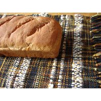 Gewebte Tischset - "Kabine Toast" Erdigen Farben Gelb Blau Weiß Braun von MiraelHome