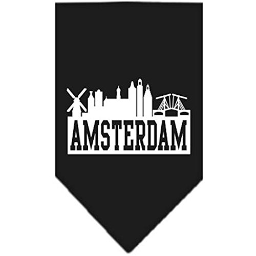 Mirage Amsterdam Skyline Siebdruck-Bandana, groß, Schwarz von Mirage Pet Products