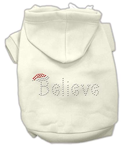 Mirage Believe Hunde-Kapuzenpullover, Größe M, cremefarben von Mirage Pet Products