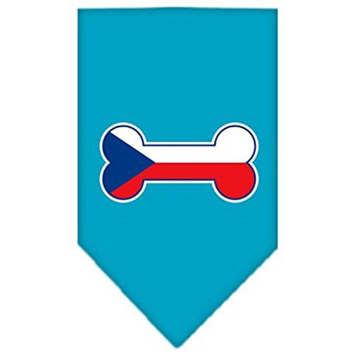 Mirage Hundehalstuch mit Knochenflagge, Tschechische Republik, Siebdruck, Größe L, Türkis von Mirage Pet Products