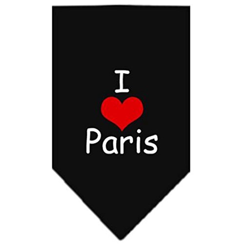 Mirage I Heart Paris Bandana für Haustiere, Siebdruck, Größe L, Schwarz von Mirage Pet Products