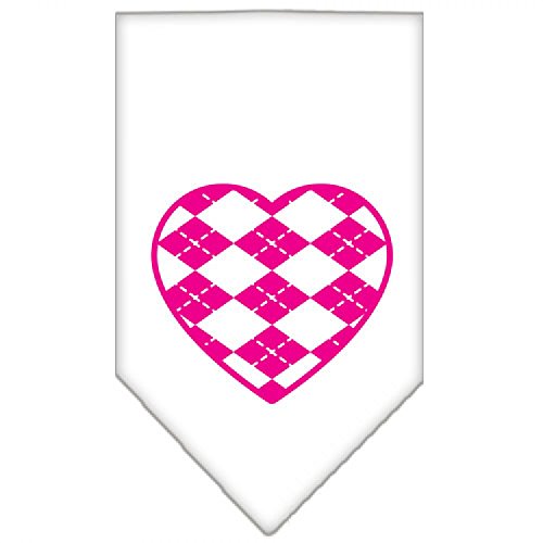 Mirage Pet Products Argyle Heart Pink Siebdruck Bandana für Haustiere, Größe L, Weiß von Mirage Pet Products