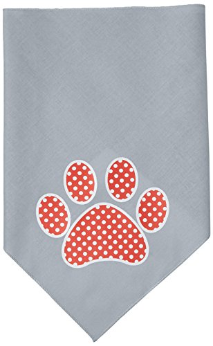 Mirage Pet Products Red Swiss Dot Hundehalstuch mit Pfotenabdruckmotiv, Größe L, Grau von Mirage Pet Products