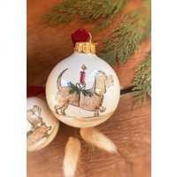 Christbaumkugel Dackel Dachshund Weihnachtsbaum Christbaumschmuck Weihnachten Baumschmuck Weihnachtskugel Rot Grün Keramik Handarbeit von MirahKERAMIK
