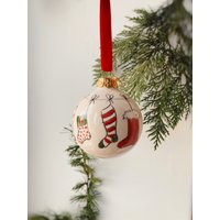 Porzellan Christbaumkugel Socken Nikolaus Christbaumschmuck Weihnachten Baumschmuck Weihnachtskugel Rot Grün Keramik Handarbeit Handbemalte von MirahKERAMIK