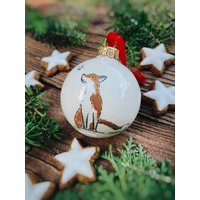 Porzellan Christbaumkugel Weihnachtsbaum Christbaumschmuck Weihnachten Baumschmuck Weihnachtskugel Rot Grün Keramik Handarbeit Fuchs Krippe von MirahKERAMIK