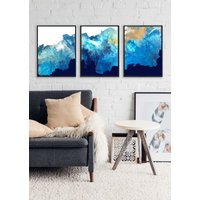 Ozean Kunstdrucke Set, Galerie Wandkunst 3 Panelled Set Kunstdruck, Abstrakte Kunstdrucke, Abstrakter von MirasArtStore