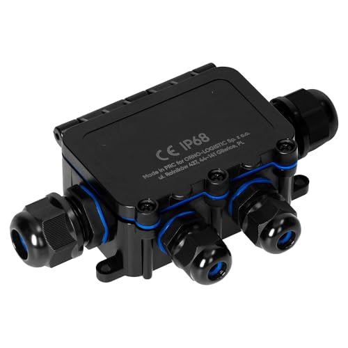 MIRATIC Wasserdichte Abzweigdose für Außenbereich IP68 Verteilerdose Aufputz HD Abzweigdose Aufputz 0,5 – 6,0 mm² Kabelanschlussdose Ø 7 – 12 mm UV und stoßbeständig IK09 (4 Wege: 2xM20, 2xM16 - T) von Miratic