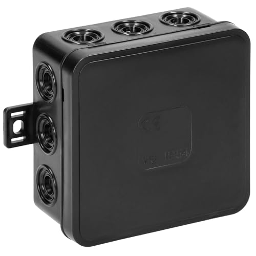 Miratic Abzweigdose Wasserdicht IP54 Verteilerdose Außen Wasserdicht mit 12 Gummidrüsen Abzweigdose Aufputz Robuste und Sichere Elektroinstallation für Außenbereiche (schwarz) von Miratic