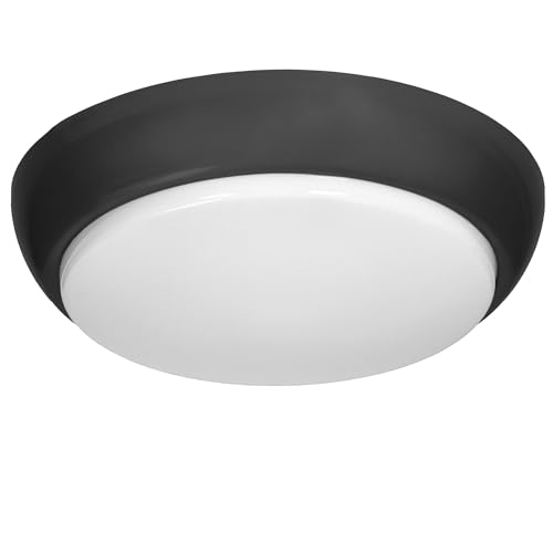 Miratic Deckenleuchte Wandleuchte Rund Mit E27 Fassung 2 x Deckenlampe Leistung: 40W Matter Lampenschirm IP44 IK10 Schutzklasse: II (Schwarz) von Miratic