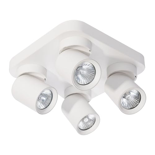 Miratic Deckenleuchte und Wandleuchte Spot GU10 Spots Deckenleuchte für Elegantes und Modernes Ambiente Deckenlampe GU10 (weiß/vier Lichtquellen/quadratischer Sockel) von Miratic