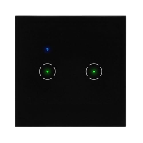 Miratic Doppel lichtschalter - Alexa Lichtschalter - Wi-Fi Tuya Smart Home - Intelligenter Smart Lichtschalter für Ihr Zuhause Kompatibel mit Alexa und Google Assistant (Schwarz) von Miratic