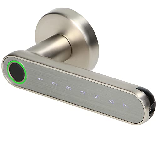 Miratic Elektronisches Türschloss mit Touch-Tastatur und Smart-Funktion - Fingerabdruckleser, Bluetooth 4.0 (Nickel) von Miratic