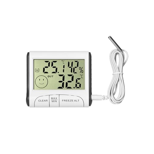 Miratic Kabelgebundene Thermometer Innen Außen Wetterstationen Innen und Außentemperatur mit Wettervorhersage Termometerstation Aussen und Innen Frostmeldung -1°C ~ +4°C von Miratic