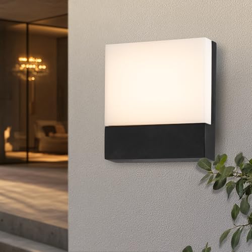Miratic LED Aussenleuchte Schwarz Moderne Wandlampe Aussen 9W 750lm Energieeffiziente Außenleuchte Wand für Garten und Terrasse 4000K IP65 von Miratic